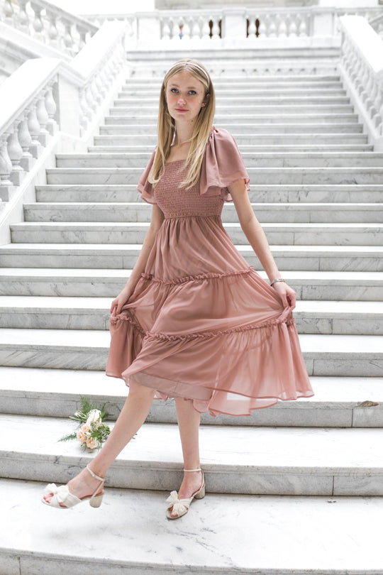 Ellie Dress in Dusty Rose