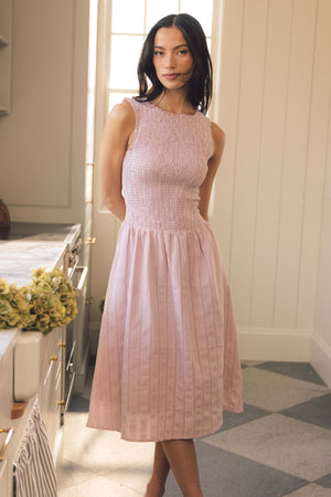 Karla Dress in Pink Striped Gingham