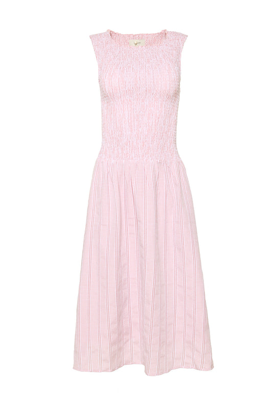 Karla Dress in Pink Striped Gingham