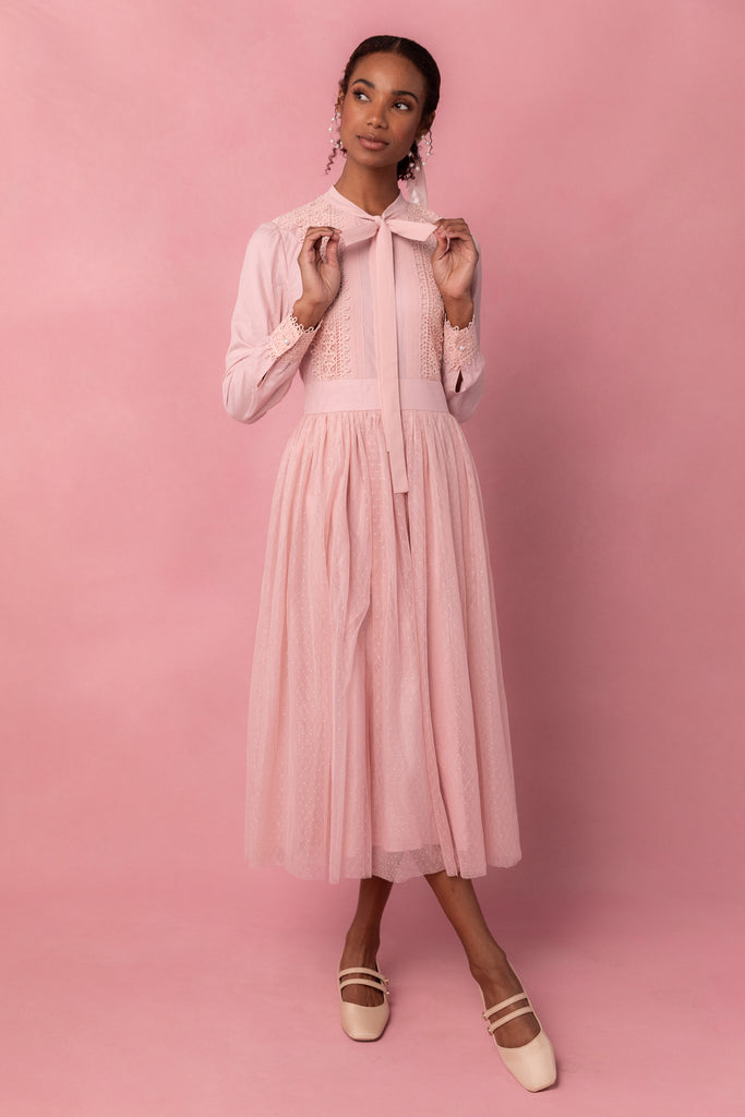 Loeve Long Sleeve Midi Dress - Pink - Petal & Pup USA