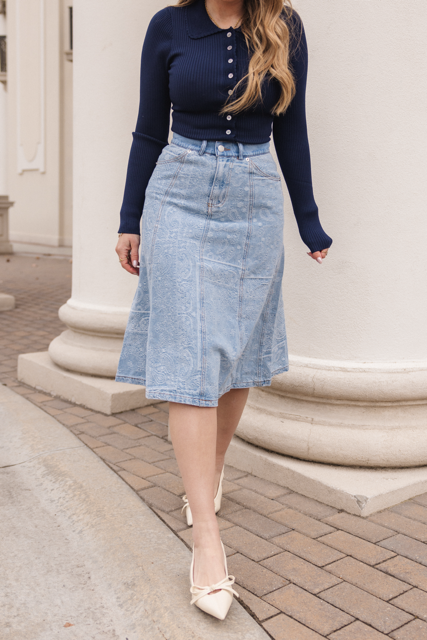 Tarak Skirt in Light Wash Denim
