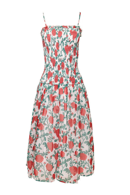Floral patterned dress on a white background