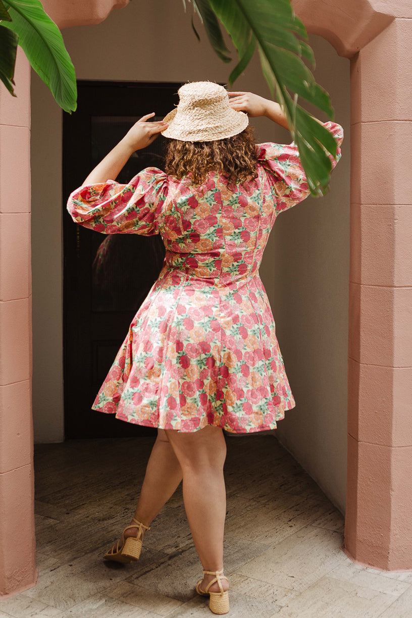 Leah Dress in Pink Floral