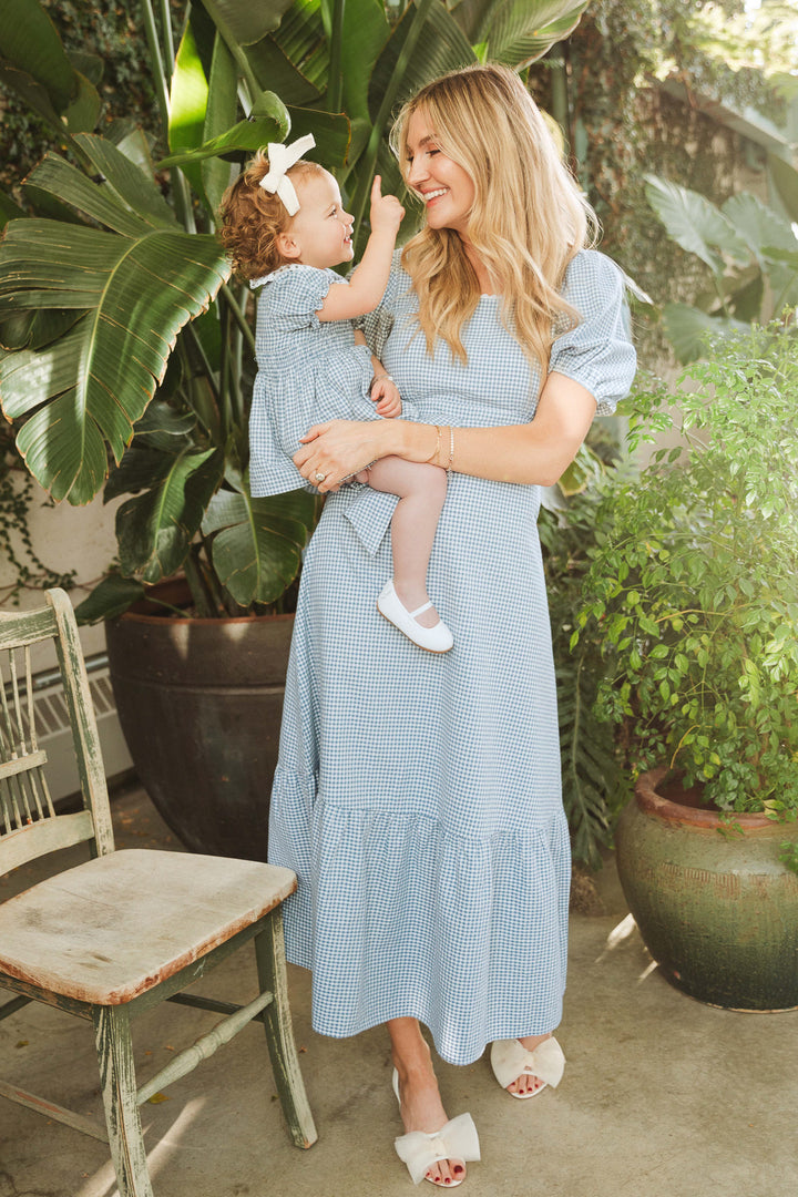 Baby Hannah Dress Set in Blue Gingham