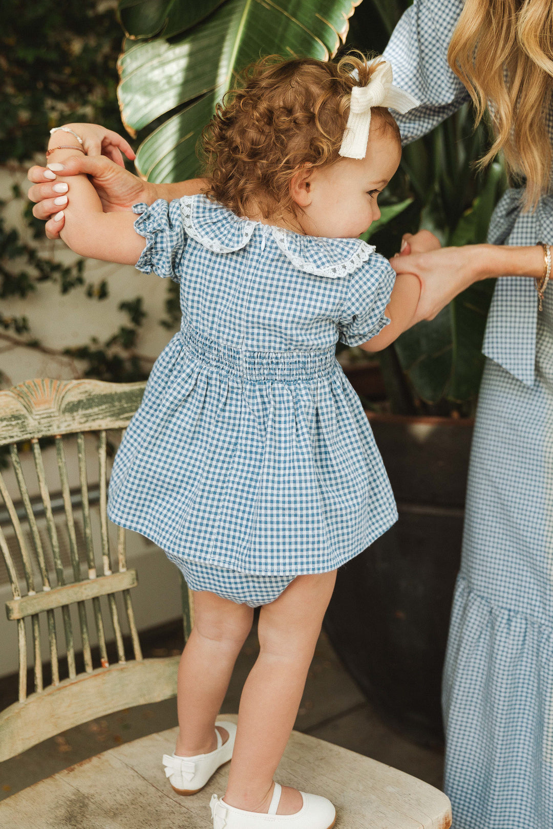 Baby Hannah Dress Set in Blue Gingham