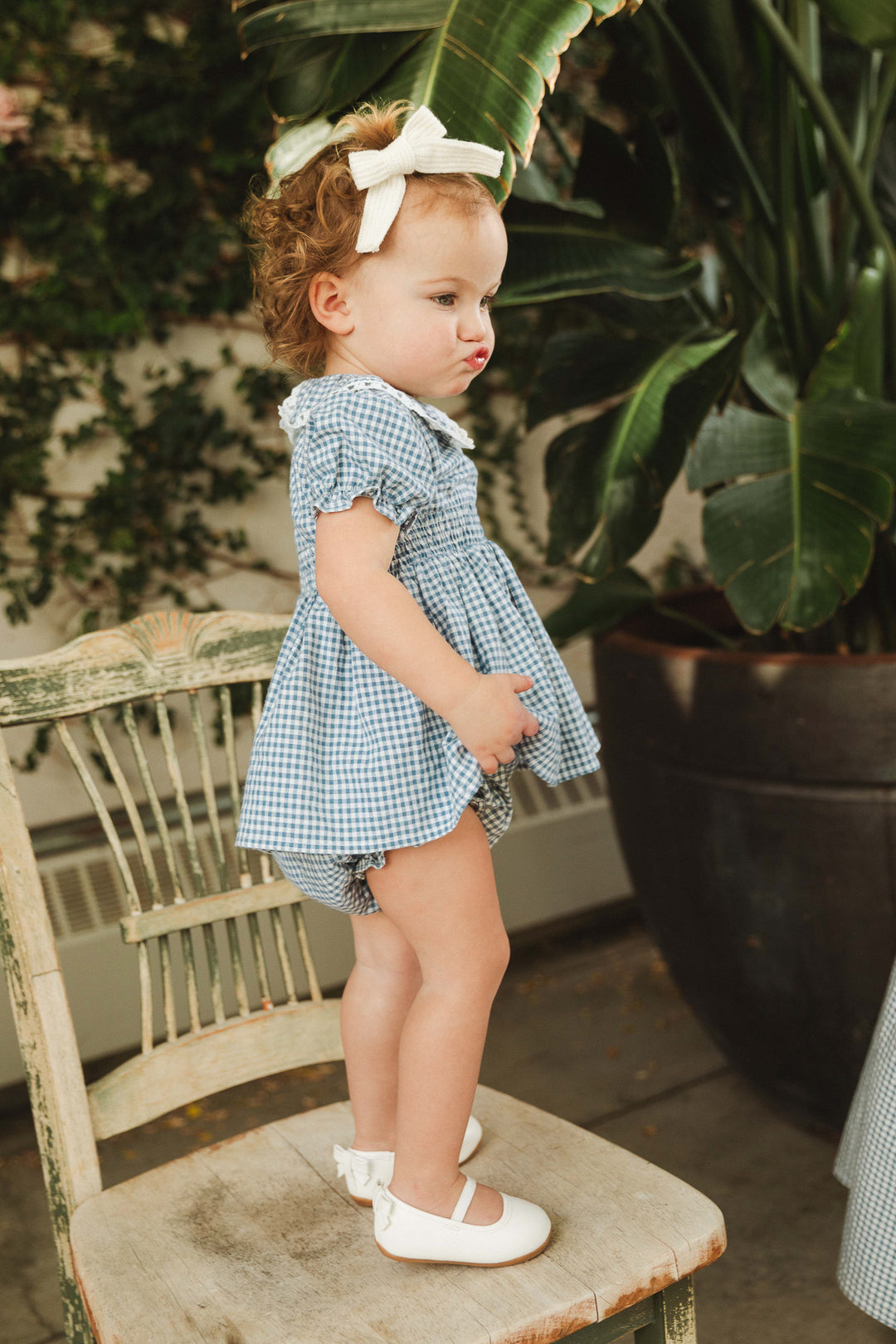 Baby Hannah Dress Set in Blue Gingham