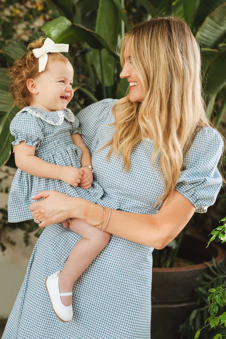 Baby Hannah Dress Set in Blue Gingham