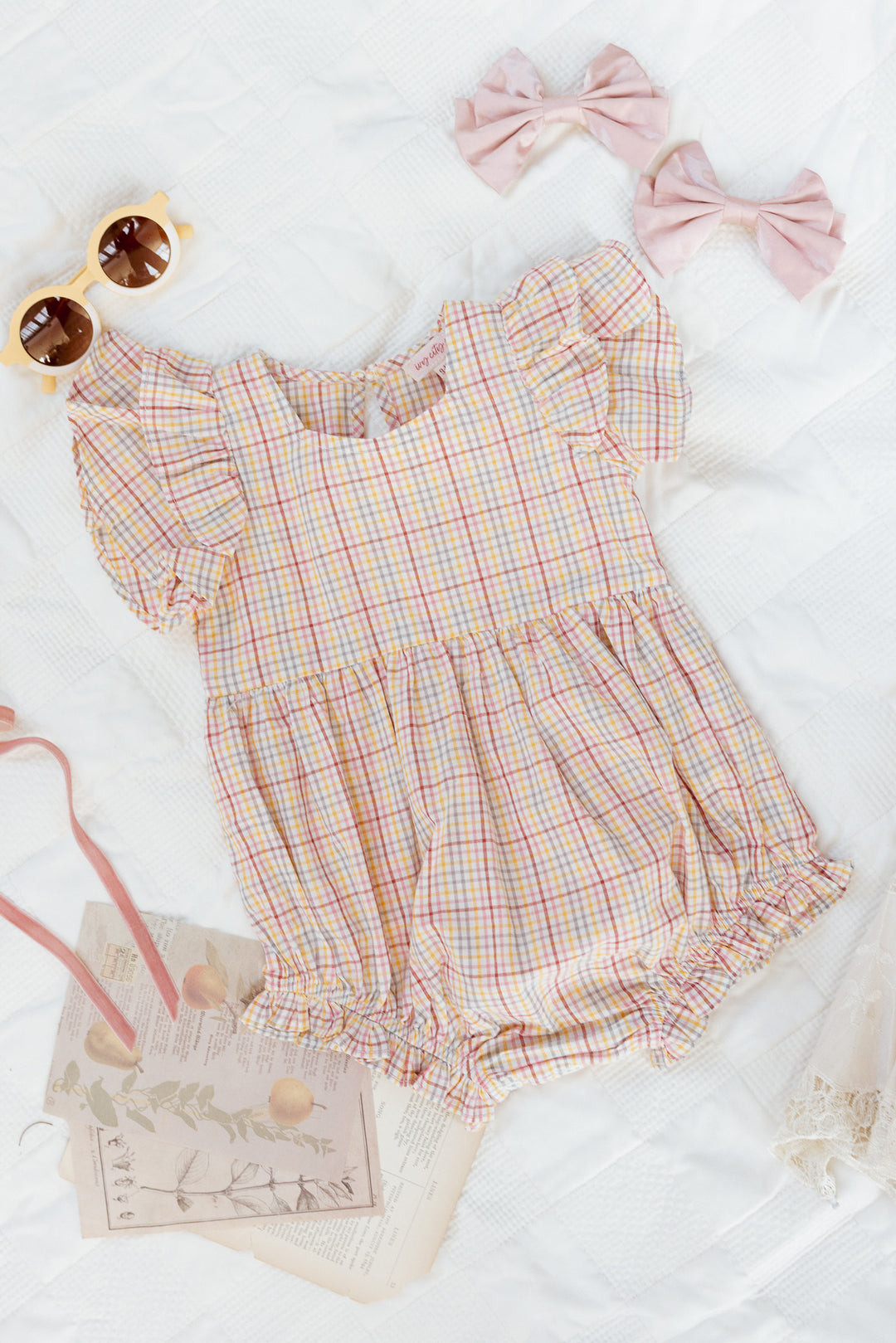 Baby Hattie Romper in Multicolor Gingham