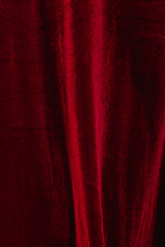 Red velvet dress close up fabric