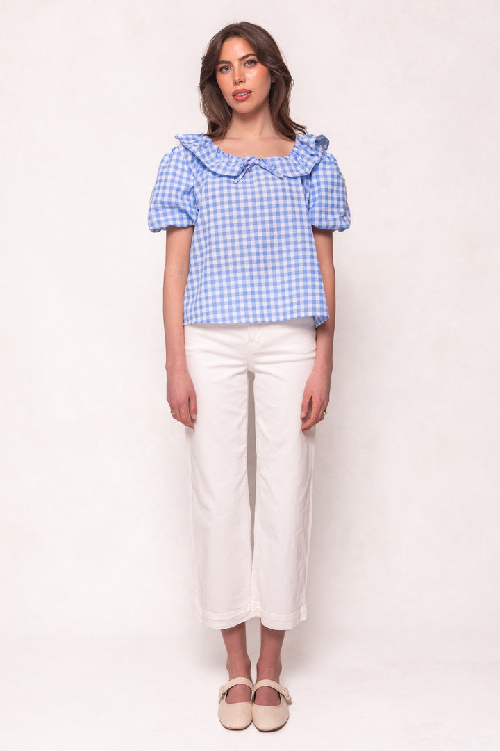 Lorelai Top in Blue Gingham