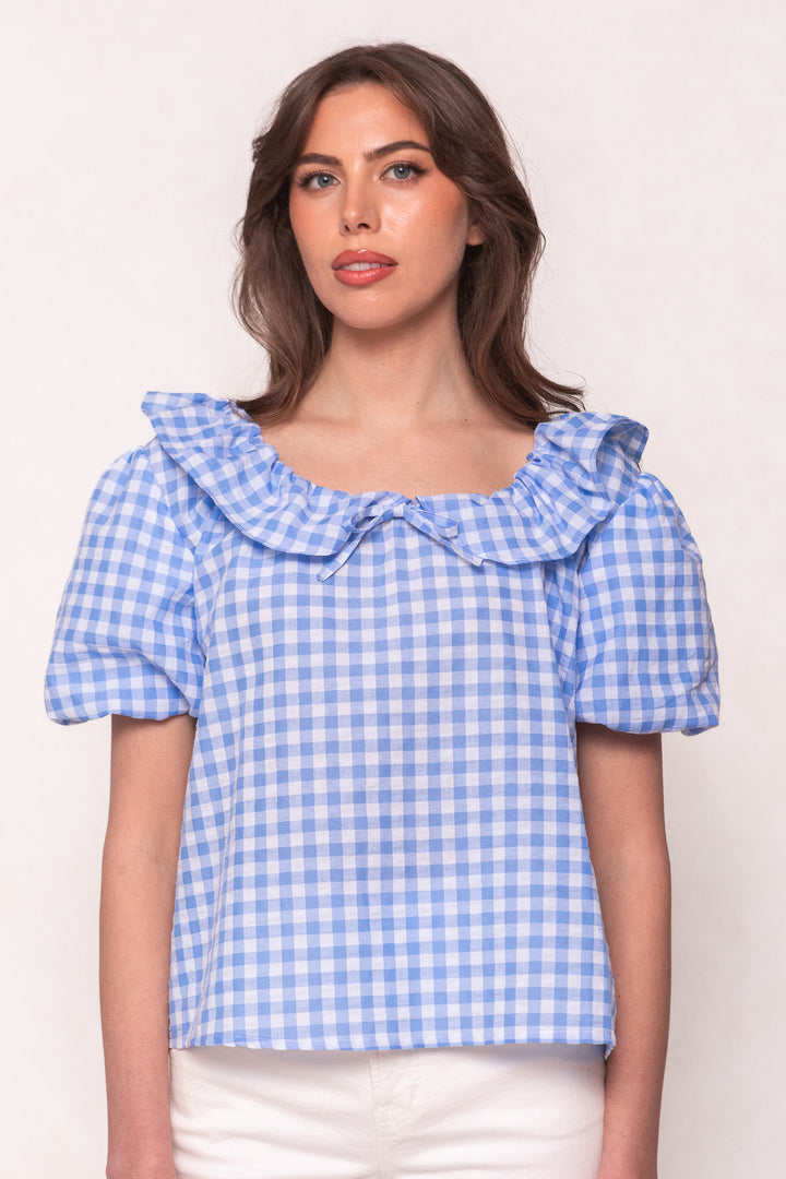 Lorelai Top in Blue Gingham