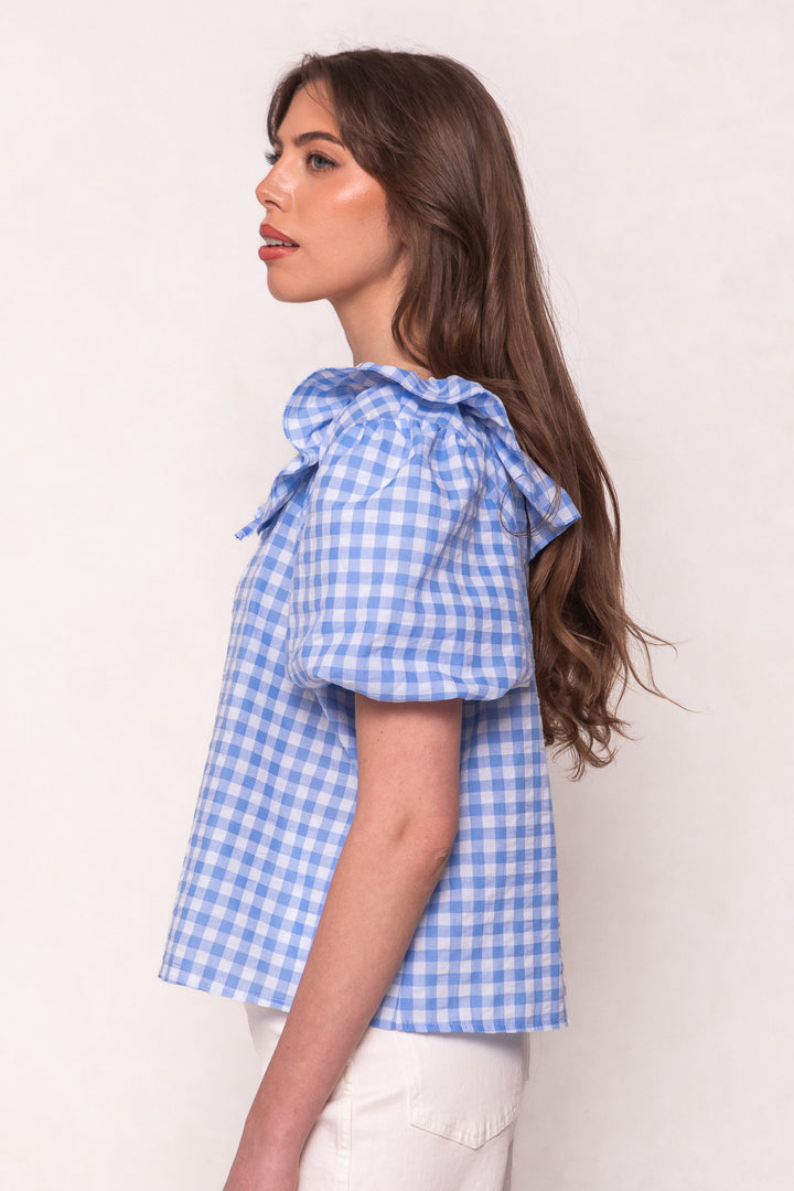 Lorelai Top in Blue Gingham