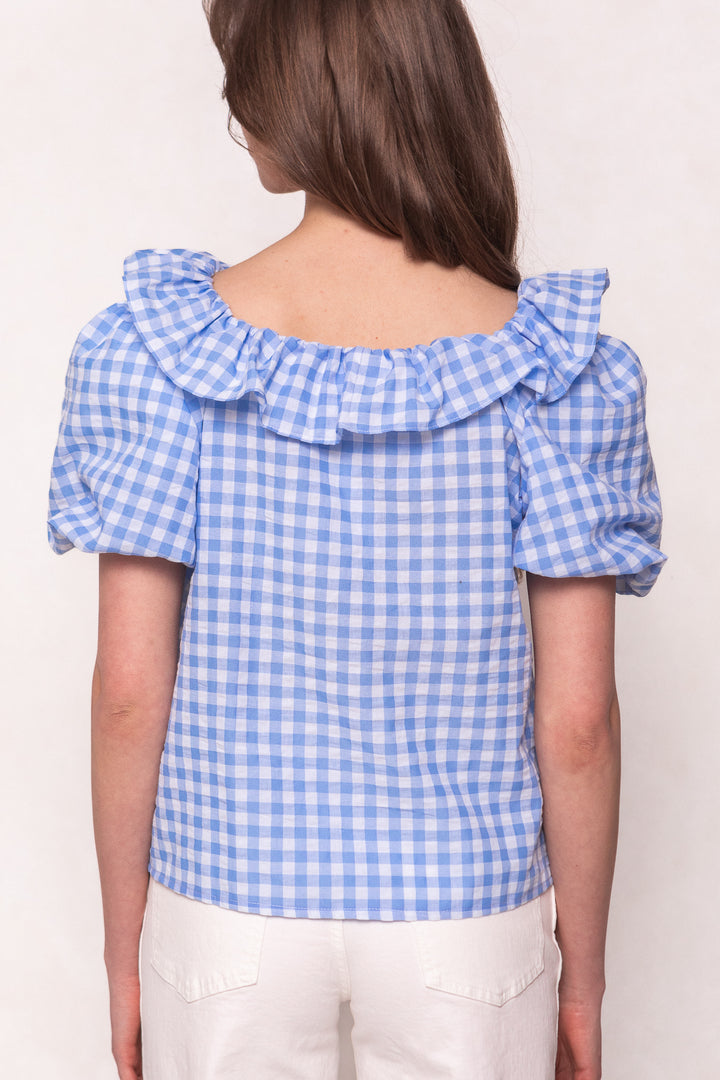 Lorelai Top in Blue Gingham