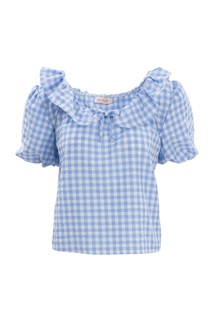 Lorelai Top in Blue Gingham