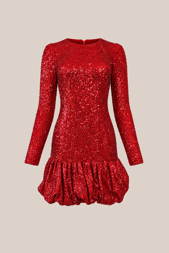 Luminaria Short Dress in Poinsettia Sequin