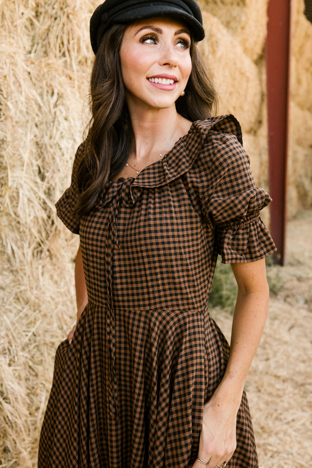 Maple Dress in Brown Gingham