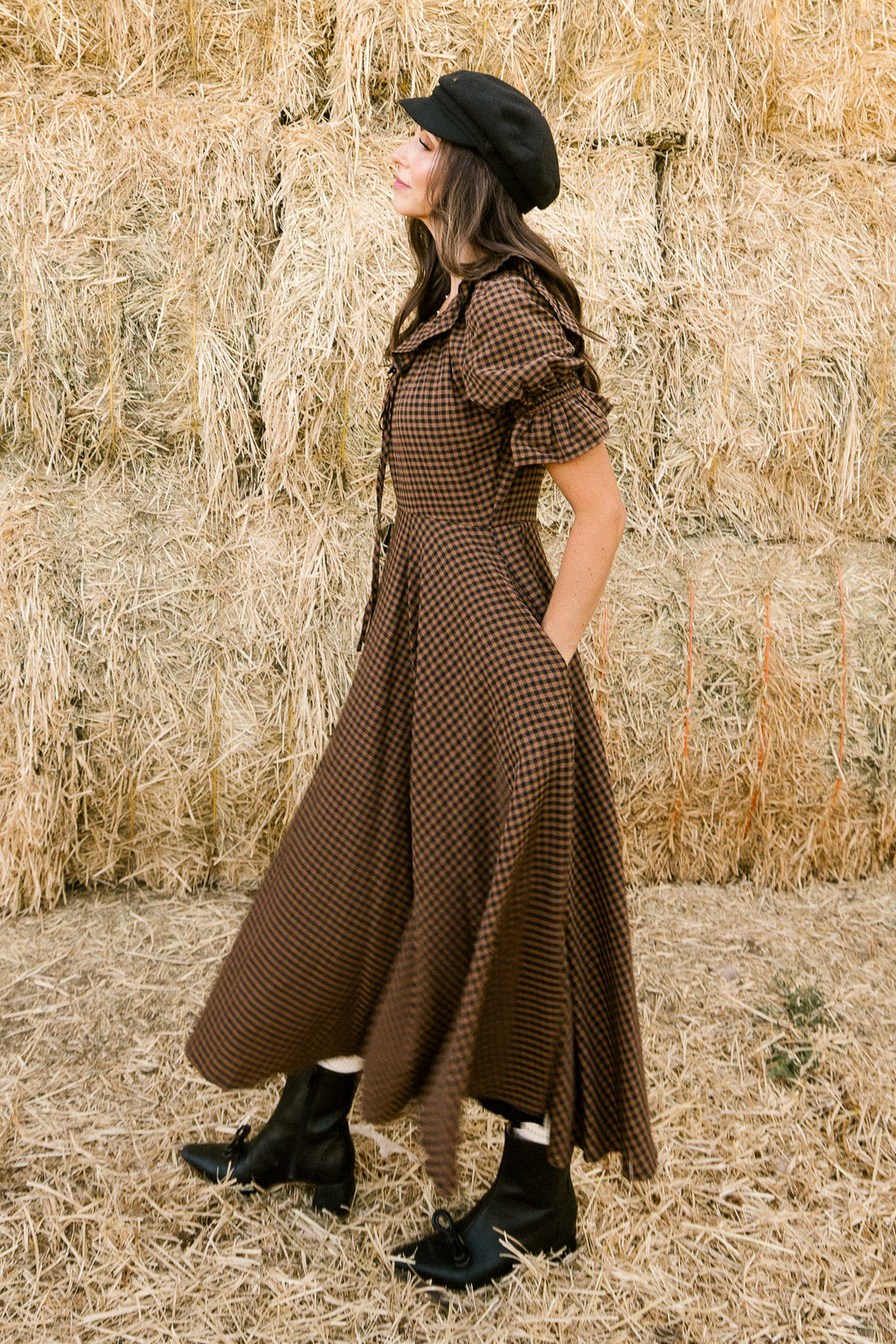 Maple Dress in Brown Gingham