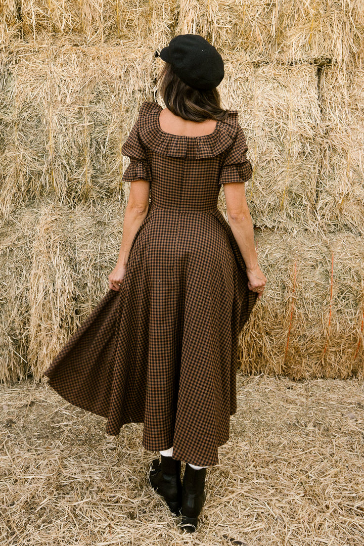 Maple Dress in Brown Gingham