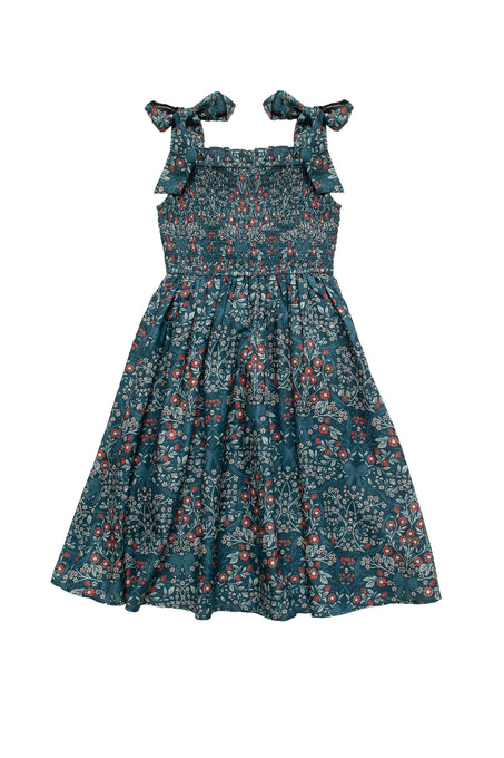 Floral dress with bow straps on a white background