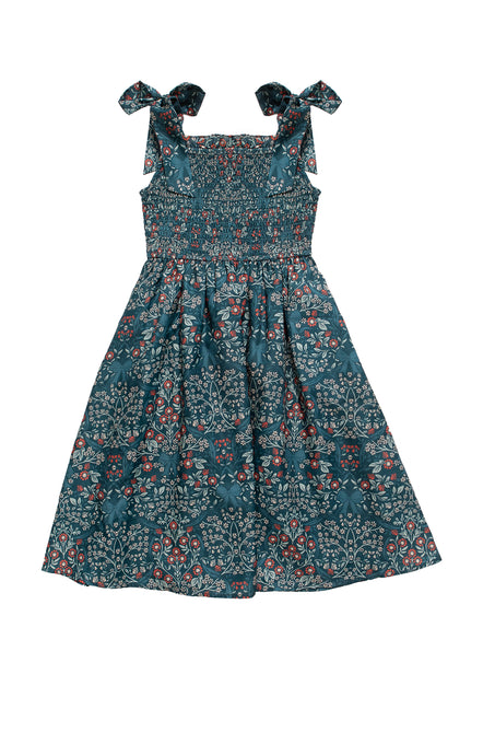 Floral dress with bow straps on a white background