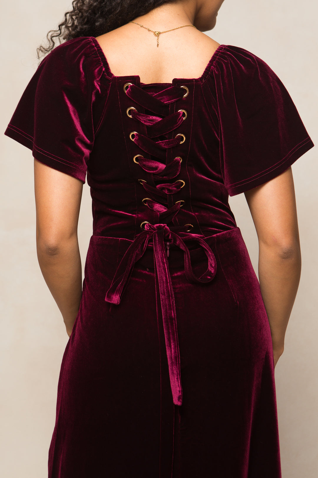 Maddie Dress in Wine Velvet