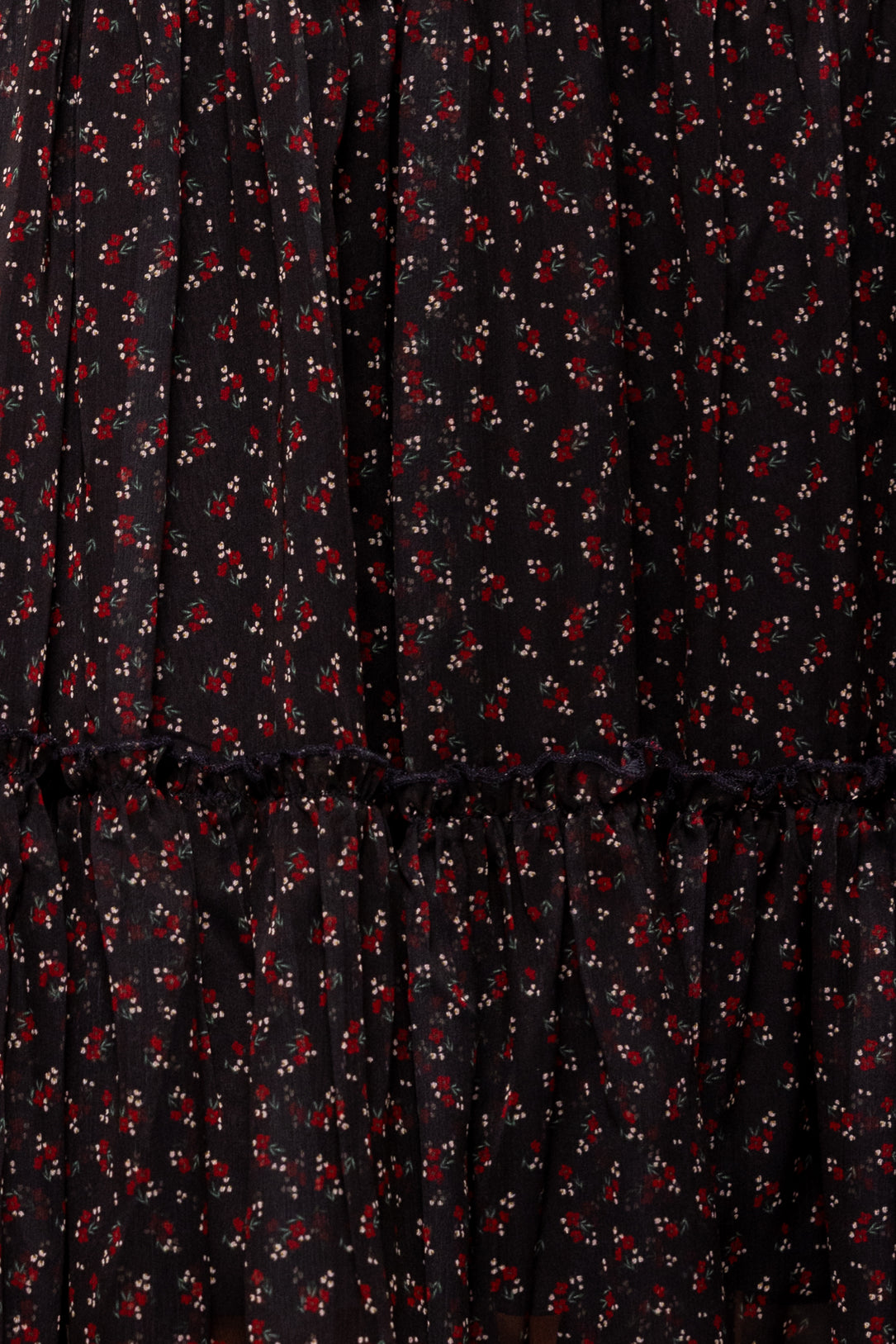 Black dress with red floral pattern