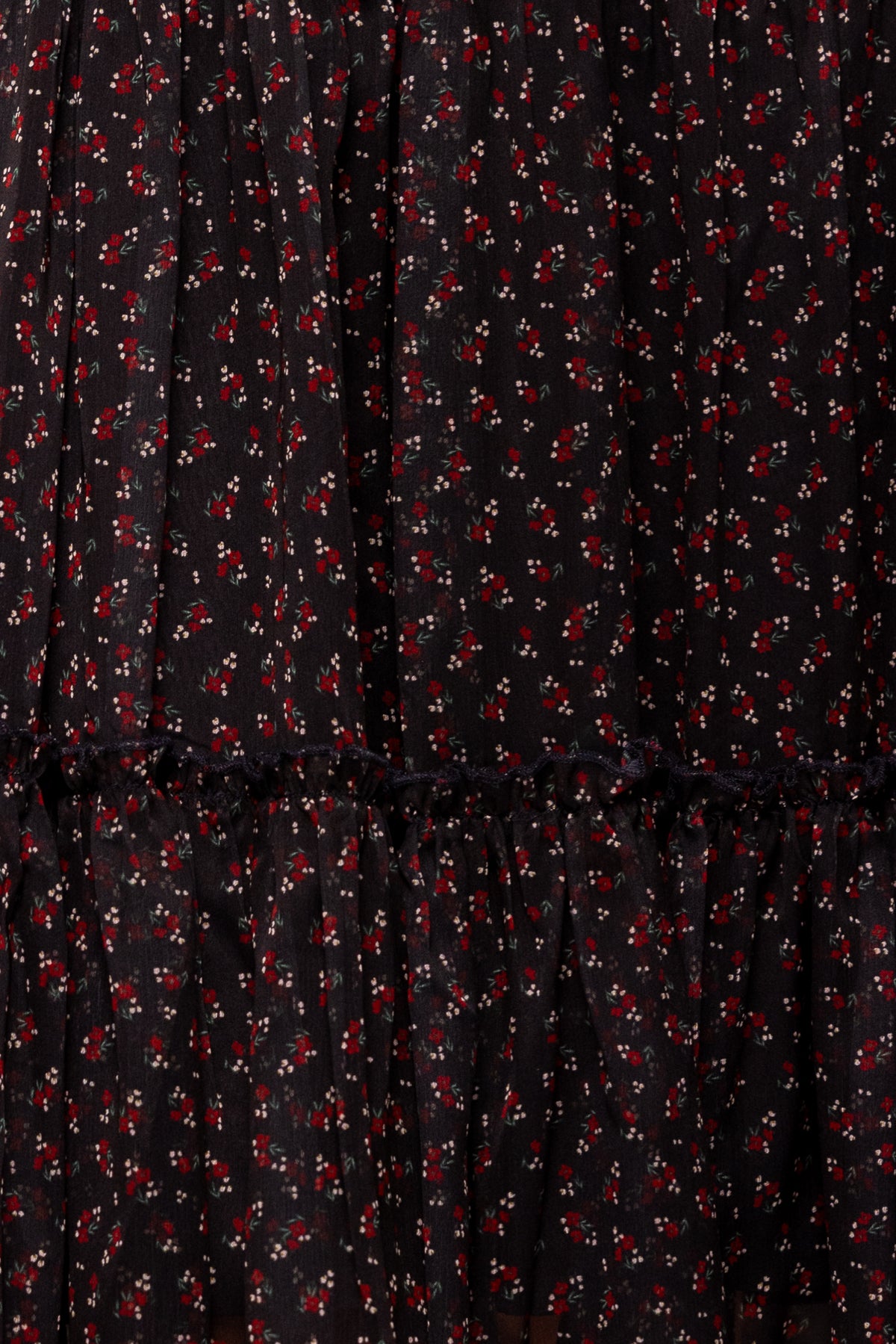 Black dress with red floral pattern