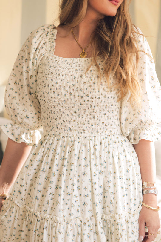 Madeline Dress in Blue Micro Floral Print - Ivy City Co Medium Madeline Dress in Blue Micro Floral Print - Ivy City Co Medium
