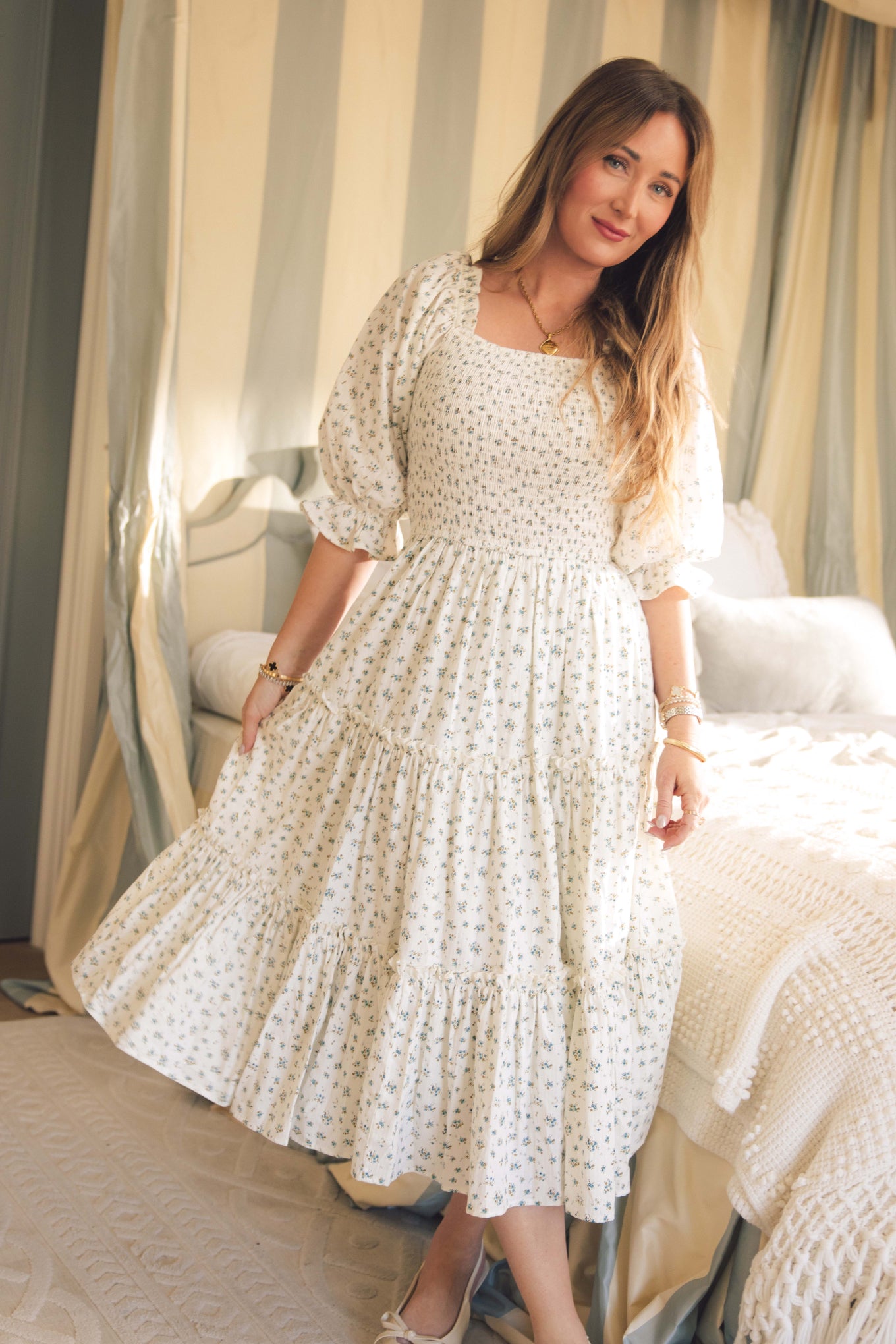 misha and puff バジル 花鉄 3y Puff Sleeve Dresses - Puff Shoulders - Mini, Midi and Maxi