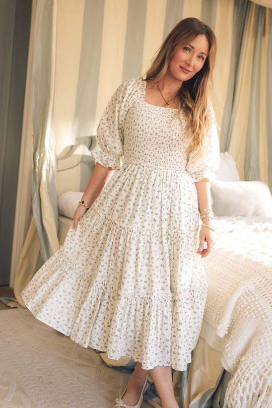 Madeline Dress in Blue Micro Floral Print - Ivy City Co Medium Madeline Dress in Blue Micro Floral Print - Ivy City Co Medium