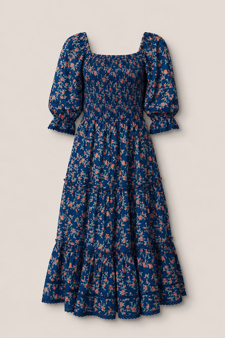 Madeline Dress in Midnight Vibrant Chintz