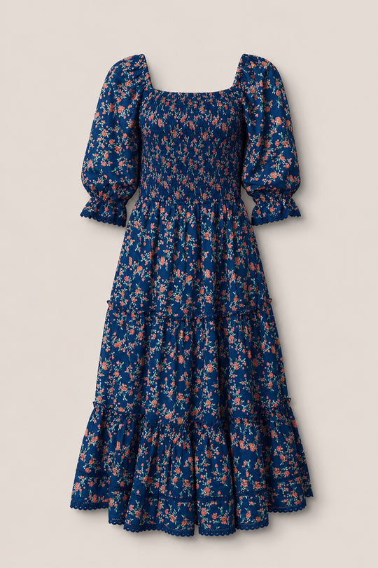 Madeline Dress in Midnight Vibrant Chintz