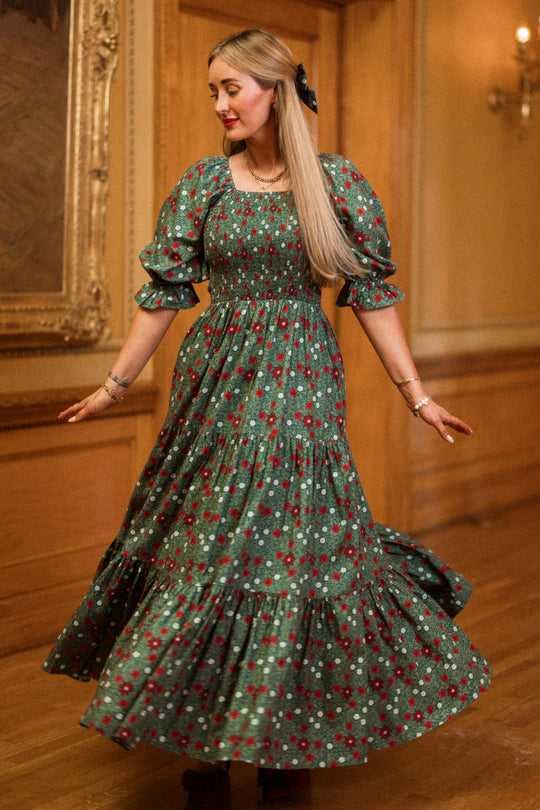 ditsy green floral dress Madeline Maxi in Evergreen Merry H&m green