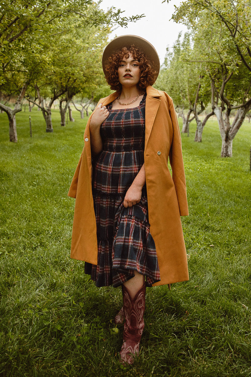 Madeline Dress in Navy Plaid
