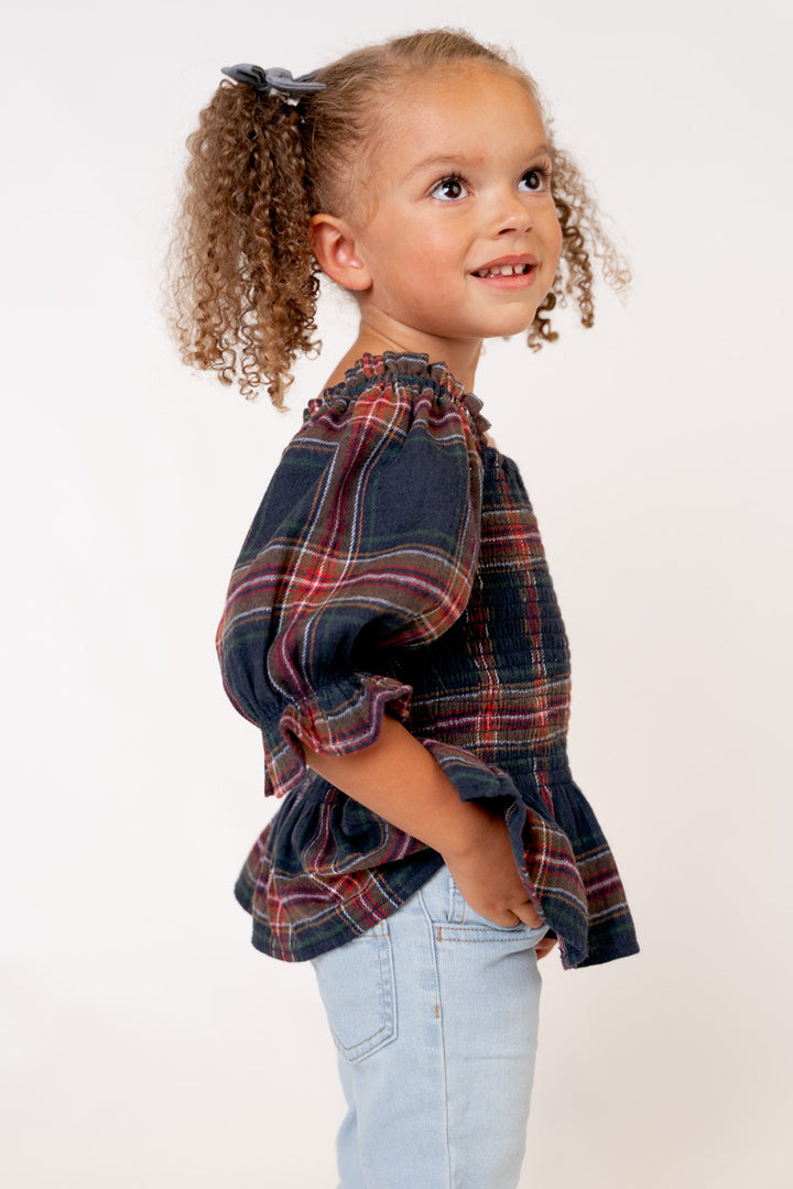 Mini Madeline Top in Navy Plaid