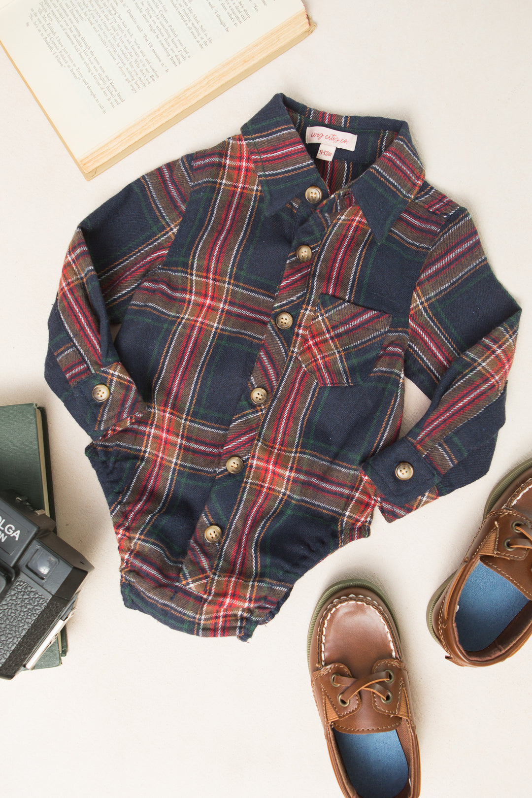 Baby Boys John Shirt in Madeline Navy Plaid