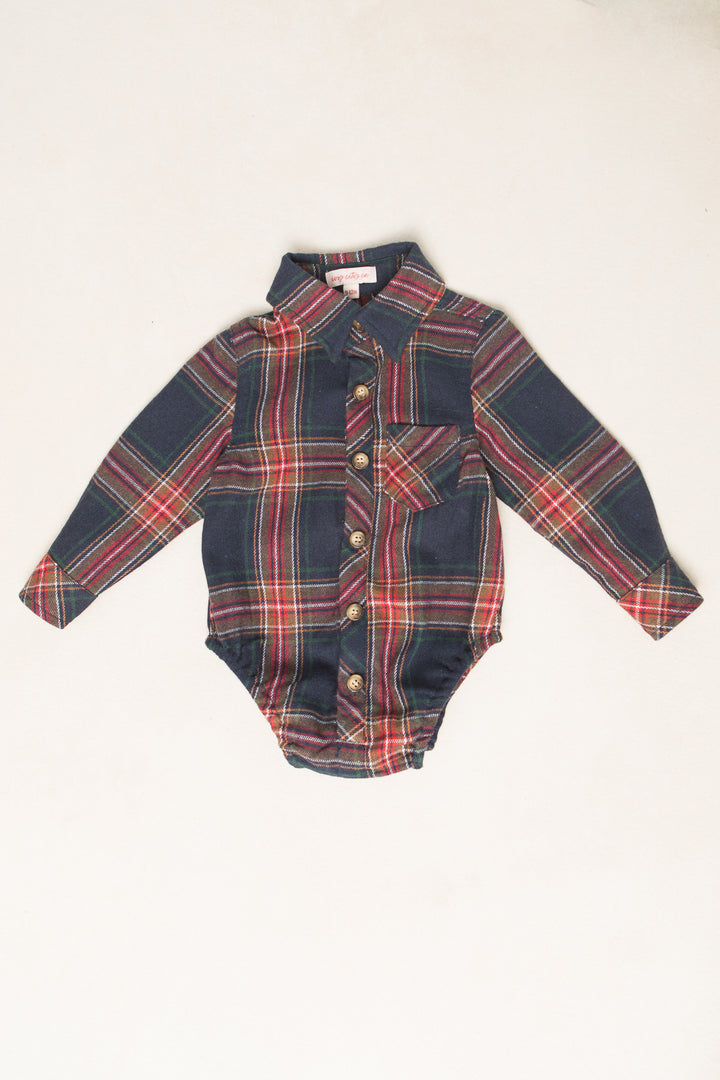 Baby Boys John Shirt in Madeline Navy Plaid