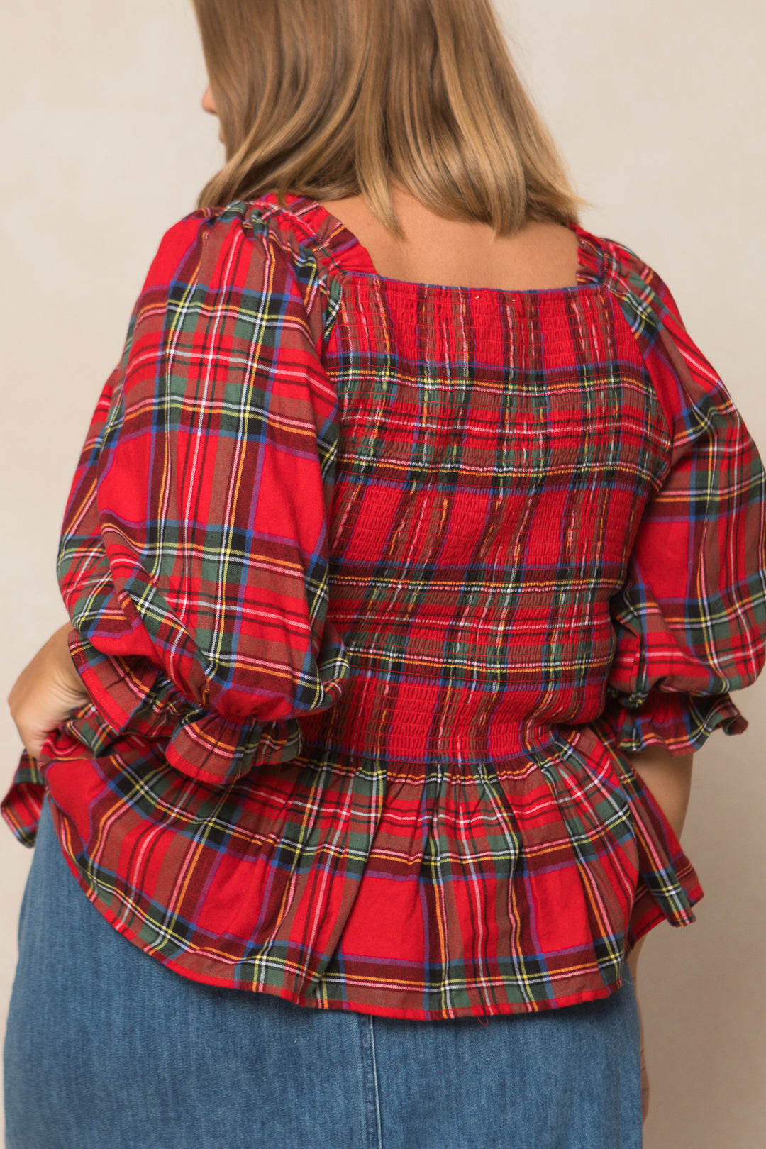 Madeline Top in Holiday Plaid