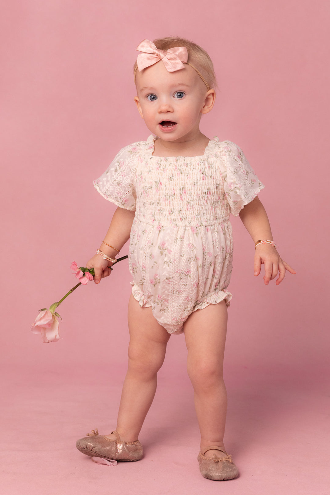 Baby Madison Romper in Eyelet Floral-Baby