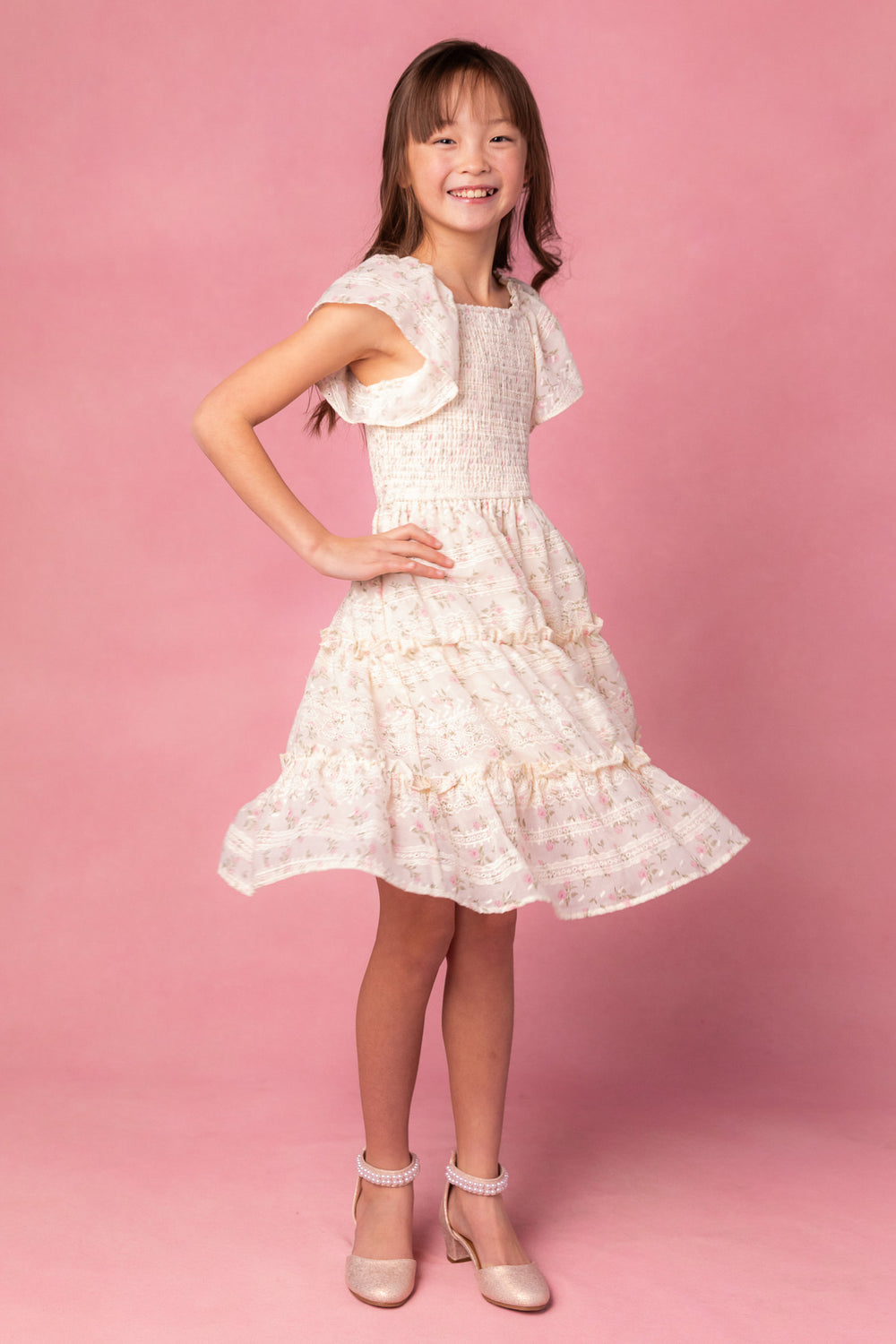 Mini Madison Dress in Eyelet Floral-Mini