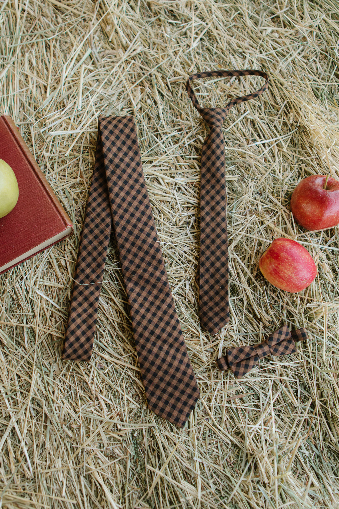 Baby Boys Henry Bow Tie in Maple Brown Gingham - FINAL SALE