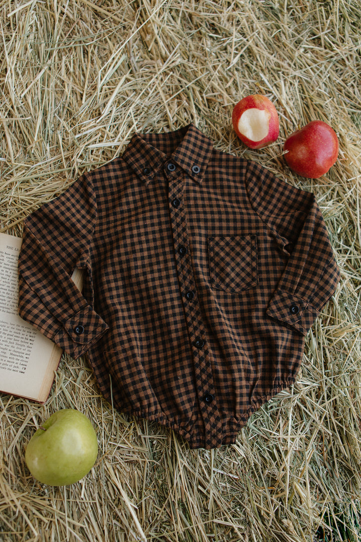 Baby Boys John Shirt in Maple Brown Gingham