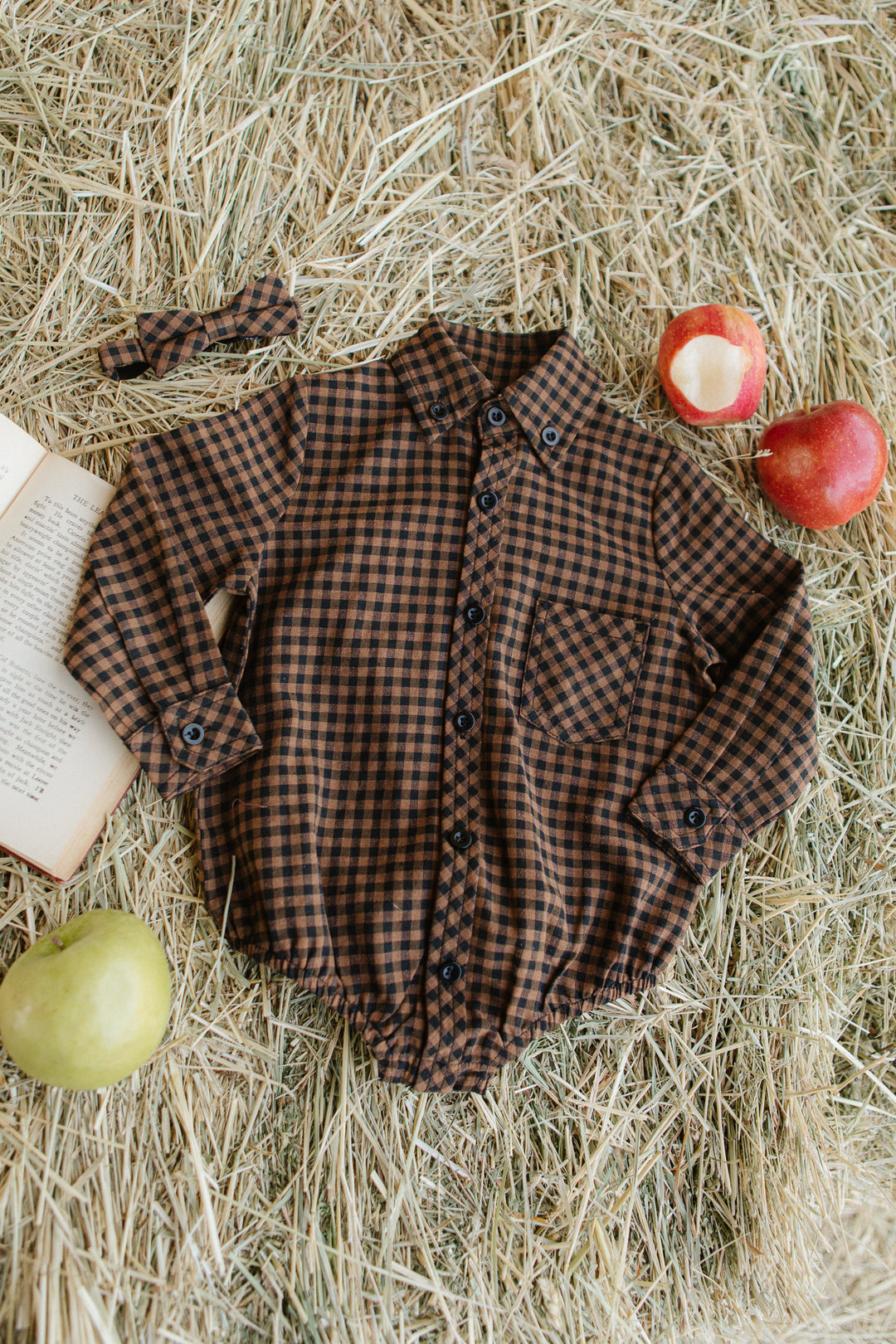 Baby Boys John Shirt in Maple Brown Gingham - FINAL SALE