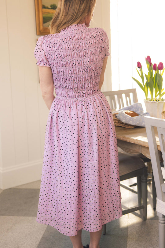 Marcell Dress in Purple Polka Dot