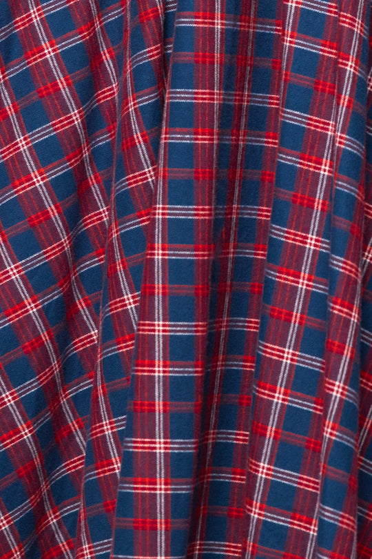 Close-up of red and blue plaid fabric