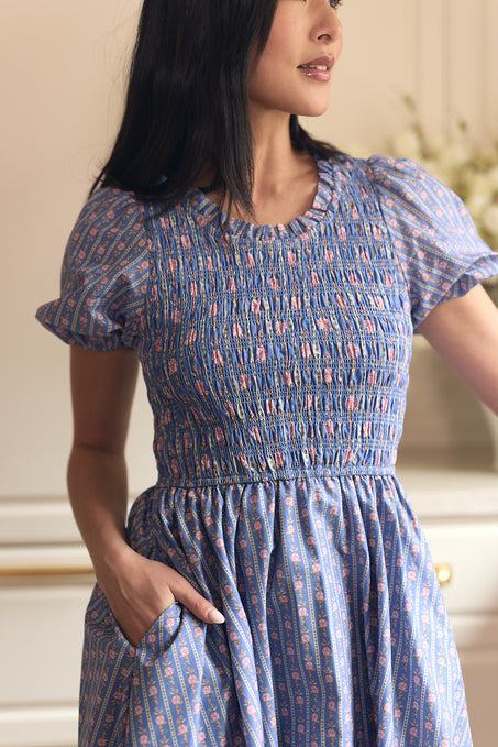 Mariah Dress in Linear Print