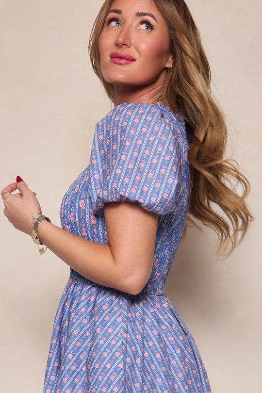 Mariah Dress in Linear Print