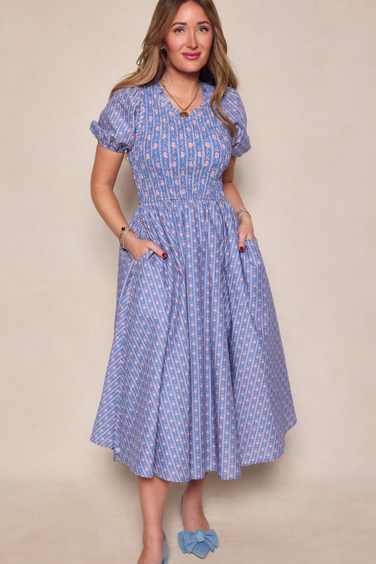 Mariah Dress in Linear Print