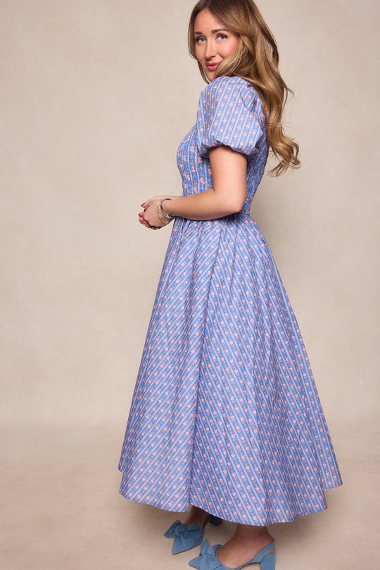 Mariah Dress in Linear Print