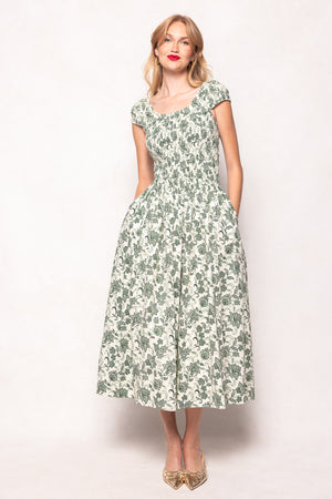 Marlow Cap Sleeve Dress in Vintage Sage Bloom